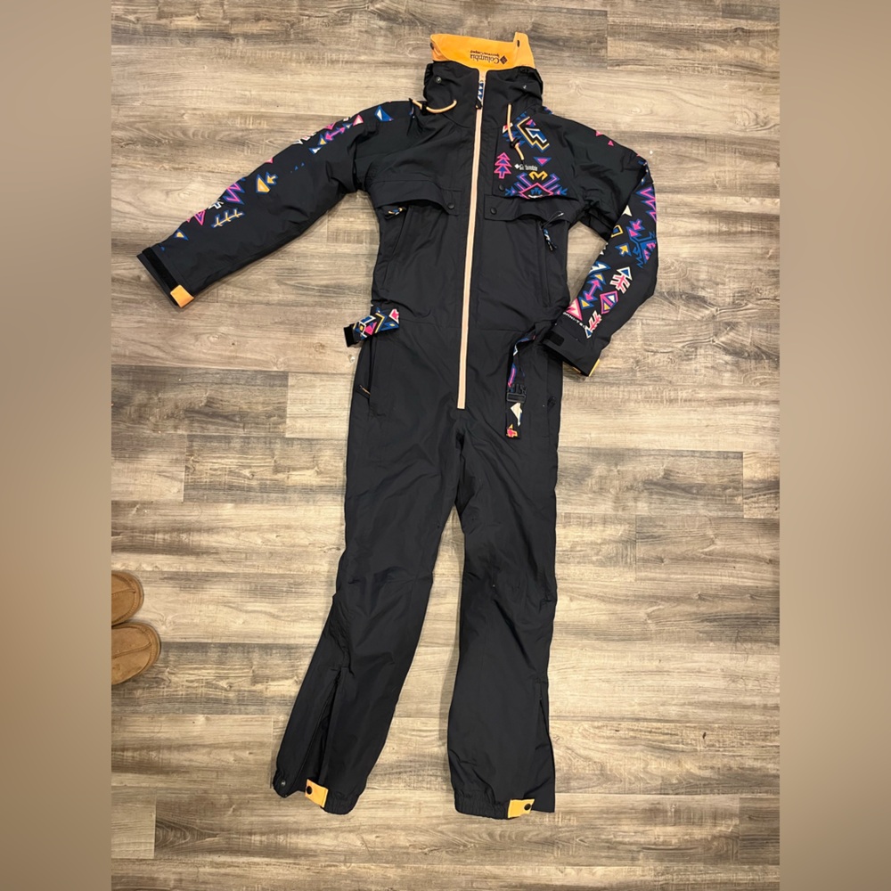 Columbia Winter Trainer Snow Suit Black Neon Accents Mens Size X-Small